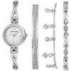 Anne Klein Women’s Premium Crystal Accented Silver-Tone Watch and Bracelet Set(Silver)