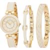 Anne Klein Women’s Accented Bangle Watch and Bracelet Set, AK/3296(Gold/Ivory)