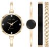 Anne Klein Women’s Bangle Watch and Bracelet Set(Black/Gold Lab-Grown)