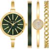 Anne Klein Women’s Bangle Watch and Bracelet Set(Gold/Green)