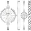 Anne Klein Women’s Bangle Watch and Bracelet Set(Silver)