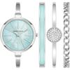 Anne Klein Women’s Bangle Watch and Bracelet Set(Silver/Light Blue)