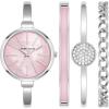 Anne Klein Women’s Bangle Watch and Bracelet Set(Silver/Pink)
