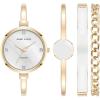 Anne Klein Women’s Bangle Watch and Bracelet Set(White/Gold Lab-Grown)