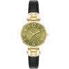 Anne Klein Women’s Leather Strap Watch(Black/Green)