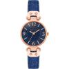 Anne Klein Women’s Leather Strap Watch(Denim Blue/Rose Gold)