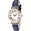 Anne Klein Women’s Leather Strap Watch(Navy Blue/Gold)