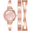 Anne Klein Women’s Premium Crystal Accented Bangle Watch Set, AK/2245(Rose Gold)