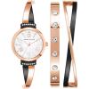 Anne Klein Women’s Premium Crystal Accented Bangle Watch Set, AK/2245(Rose Gold/Gunmetal Grey)