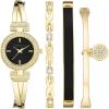 Anne Klein Women’s Premium Crystal Accented Bangle Watch and Bracelet Set, AK/2238(Gold/Black)