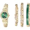 Anne Klein Women’s Premium Crystal Accented Bangle Watch and Bracelet Set, AK/2238(Gold/Green)