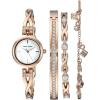 Anne Klein Women’s Premium Crystal Accented Silver-Tone Watch and Bracelet Set(Rose Gold)