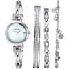 Anne Klein Women’s Premium Crystal Accented Silver-Tone Watch and Bracelet Set(Silver)