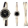 Anne Klein Women’s Premium Crystal Accented Watch and Bangle Set(Gold/Black)