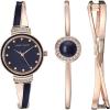 Anne Klein Women’s Premium Crystal Accented Watch and Bangle Set(Gold/Navy Blue)