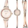 Anne Klein Women’s Premium Crystal Accented Watch and Bangle Set(Rose Gold/Pink)