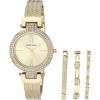 Anne Klein Women’s Premium Crystal Accented Watch and Bracelet Set, AK/3584(Gold)