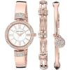 Anne Klein Women’s Premium Crystal Accented Watch and Bracelet Set(Rose Gold)