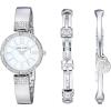 Anne Klein Women’s Premium Crystal Accented Watch and Bracelet Set(Silver)