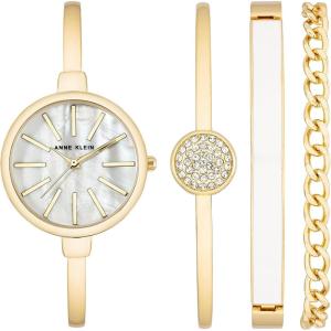 Anne Klein Women’s Bangle Watch and Bracelet Set(Gold)