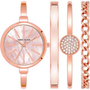 Anne Klein Women’s Bangle Watch and Bracelet Set(Rose Gold/Blush Pink)