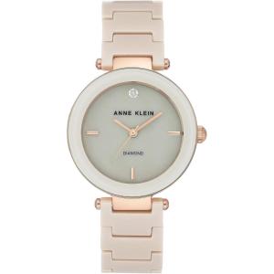 Anne Klein Women’s Black Ceramic Bracelet Watch with Diamond Accent(Tan/Rose Gold)