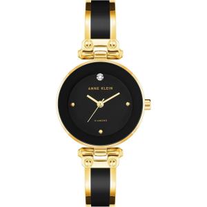 Anne Klein Women’s Genuine Diamond Dial Bangle Watch(Black/Gold)