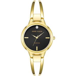 Anne Klein Women’s Genuine Diamond Dial Bangle Watch(Gold/Black)
