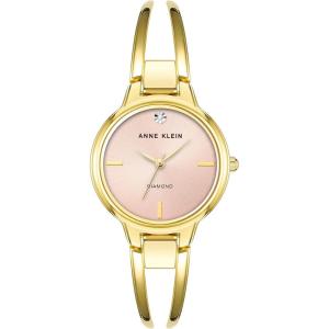 Anne Klein Women’s Genuine Diamond Dial Bangle Watch(Gold/Pink)