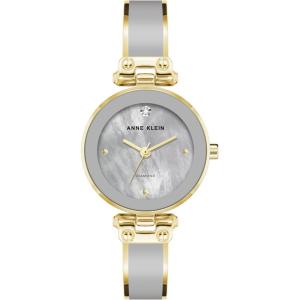 Anne Klein Women’s Genuine Diamond Dial Bangle Watch(Light Grey/Gold)