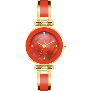 Anne Klein Women’s Genuine Diamond Dial Bangle Watch(Red/Gold)