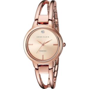 Anne Klein Women’s Genuine Diamond Dial Bangle Watch(Rose Gold)