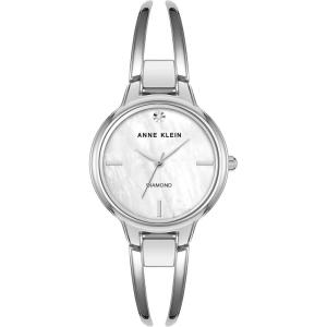 Anne Klein Women’s Genuine Diamond Dial Bangle Watch(Silver)