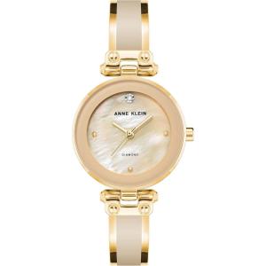 Anne Klein Women’s Genuine Diamond Dial Bangle Watch(Tan/Gold)