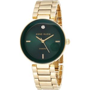 Anne Klein Women’s Genuine Diamond Dial Bracelet Watch(Gold/Green)