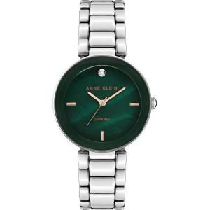 Anne Klein Women’s Genuine Diamond Dial Bracelet Watch(Green/Silver)
