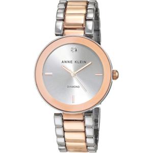Anne Klein Women’s Genuine Diamond Dial Bracelet Watch(Silver/Rose Gold)