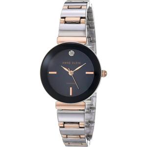 Anne Klein Women’s Genuine Diamond Dial Bracelet Watch(Silver/Rose Gold/Navy Blue)