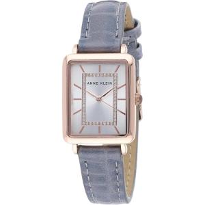 Anne Klein Women’s Glitter Accented Croco-Grain Strap Watch, AK/3820(Grey/Rose Gold)