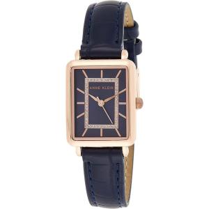 Anne Klein Women’s Glitter Accented Croco-Grain Strap Watch, AK/3820(Navy Blue/Rose Gold)