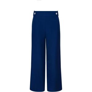 Anne Klein Womens High Rise Pull on Wide Leg W Button Wb D(Santorini Blue)