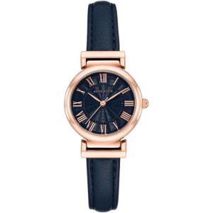 Anne Klein Women’s Leather Strap Watch(Navy&Rose Gold-Tone)
