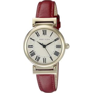 Anne Klein Women’s Leather Strap Watch(Red/Gold)
