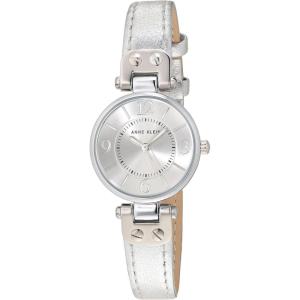 Anne Klein Women’s Leather Strap Watch(Silver)