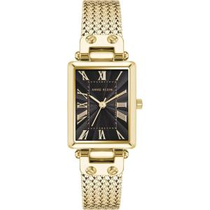 Anne Klein Women’s Mesh Bracelet Watch(Gold/Black)