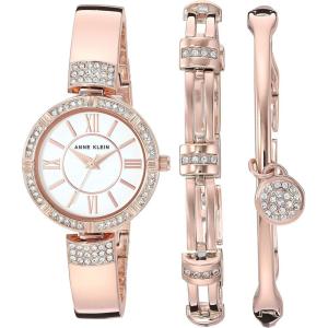 Anne Klein Women’s Premium Crystal Accented Watch and Bracelet Set(Rose Gold)