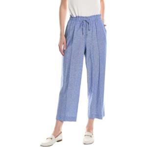 Anne Klein Women’s Pull on Drawstring Wide Leg Crop(Santorini Blue/Brt Wht)