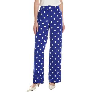 Anne Klein Women’s Pull on High Rise Wide Leg Pant (Lined)(Santorini Blue/Brt Wht)