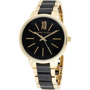 Anne Klein Women’s Resin Bracelet Watch(Black/Gold)