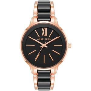 Anne Klein Women’s Resin Bracelet Watch(Black/Rose Gold)